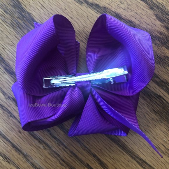 Violet 4" Boutique Bow   HANDCRAFTED    -kids-  (2) - Picture 2 of 2